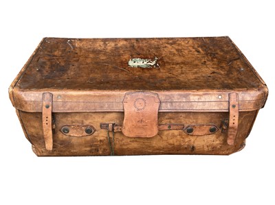 Lot 312 - A leather trunk, 19th century, with interior...