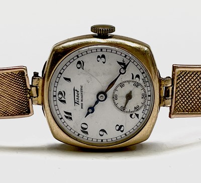 Lot 284 - A Tissot ladies 9ct cased wristwatch movement...