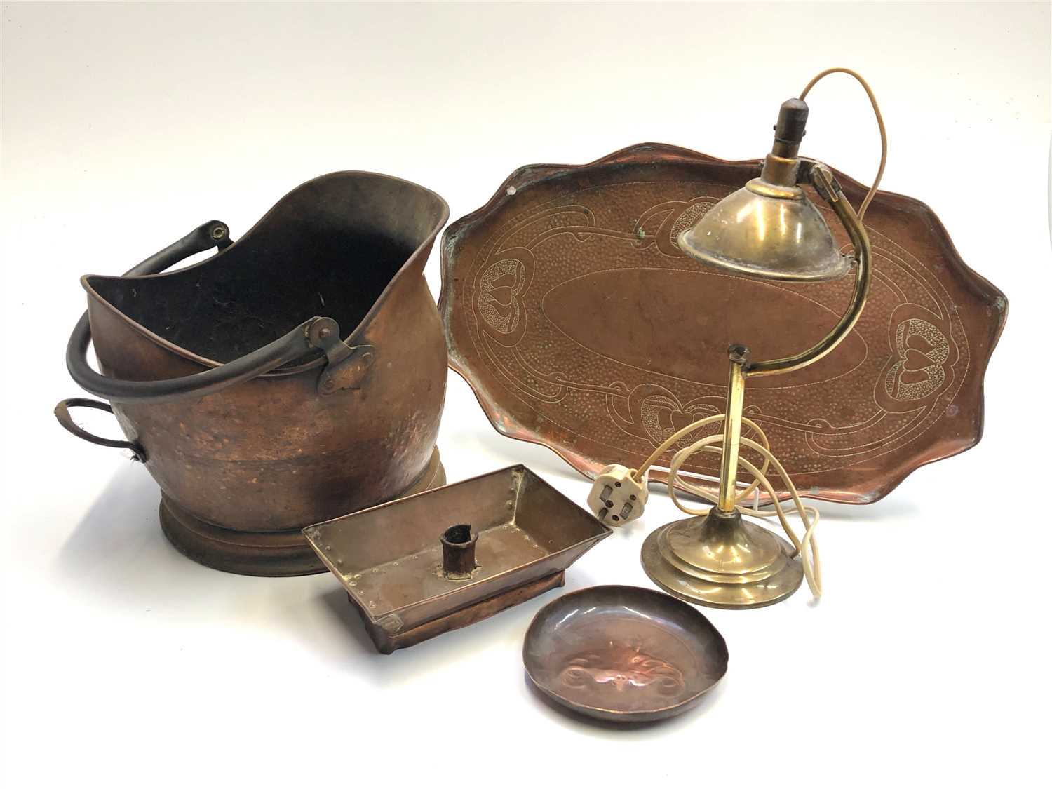 Lot 318 - A retro brass adjustable table lamp, height...