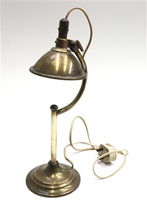 Lot 318 - A retro brass adjustable table lamp, height...
