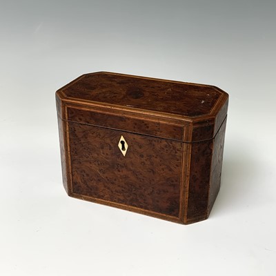 Lot 379 - An inlaid burr walnut tea caddy, early 19th...