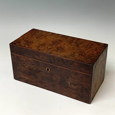 Lot 382 - A George III burr yew tea caddy, with two...