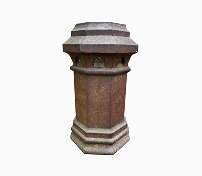 Lot 394 - A terracotta octagonal chimney pot with...