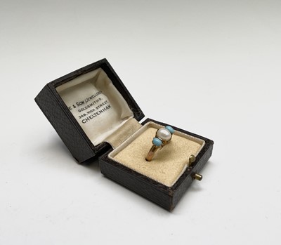 Lot 243 - A 9ct gold pearl and turquoise ring Chester...