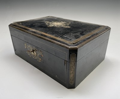 Lot 68 - A 19th century ebony and brass inlaid lady`s...