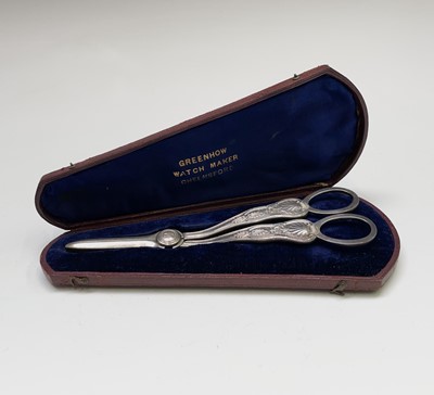 Lot 348 - A pair of Victorian silver grape scissors by...