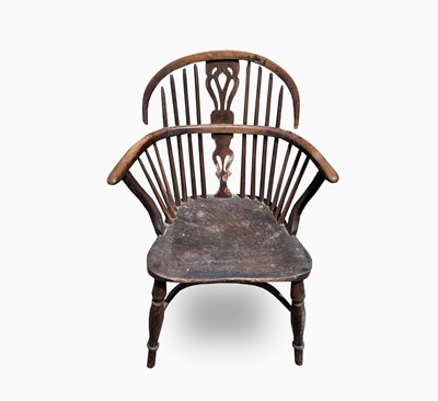 Lot 422 - A yew and elm windsor armchair, 19th century,...