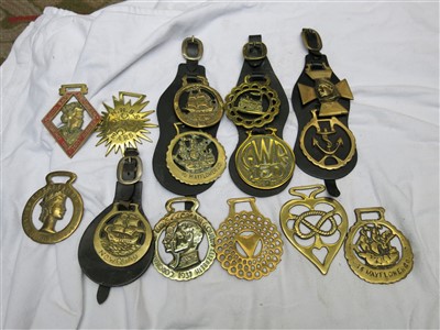 Lot 218 - A large collection of horse brasses - some on...