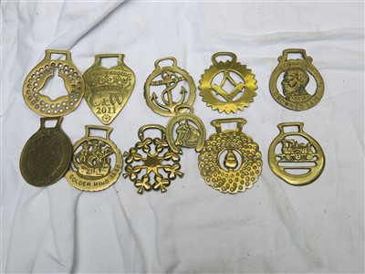 Lot 218 - A large collection of horse brasses - some on...