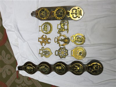 Lot 218 - A large collection of horse brasses - some on...