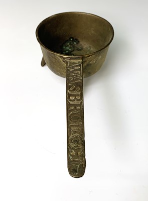 Lot 423 - An 18th century bronze skillet, the handle...