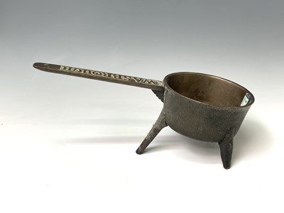 Lot 433 - An 18th century bronze skillet, the handle...