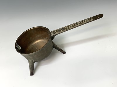 Lot 433 - An 18th century bronze skillet, the handle...