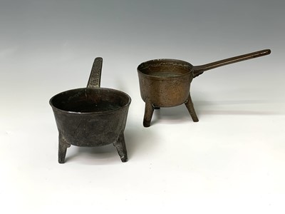 Lot 434 - An 18th century bronze skillet, the handle...