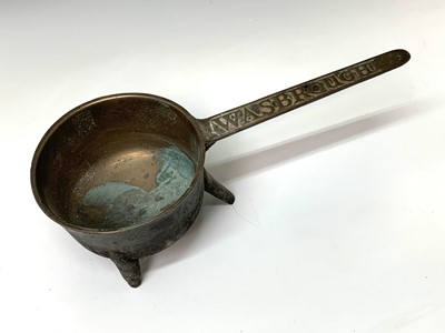 Lot 443 - An 18th century bronze skillet, the handle...