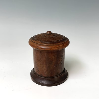 Lot 456 - A 19th century treen string box, of circular...