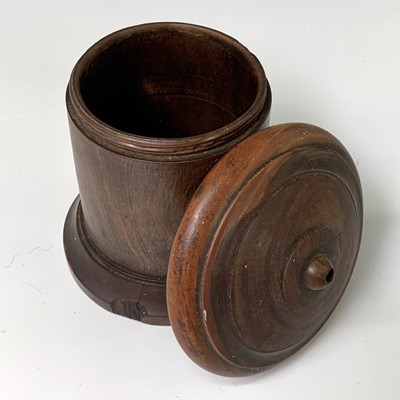 Lot 456 - A 19th century treen string box, of circular...