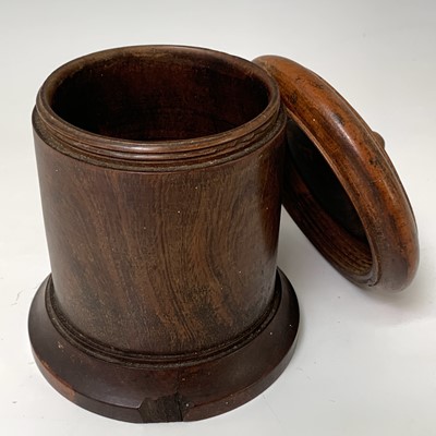 Lot 456 - A 19th century treen string box, of circular...