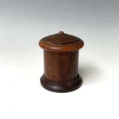 Lot 456 - A 19th century treen string box, of circular...