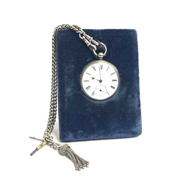 Lot 2811 - A silver keyless open face pocket-watch by...