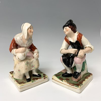 Lot 475 - A pair of Staffordshire pearlware figures,...