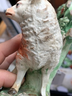 Lot 478 - A Ralph Salt Staffordshire bocage sheep group,...
