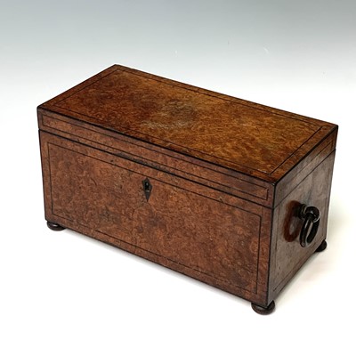 Lot 482 - An early 19th century burr walnut tea caddy,...