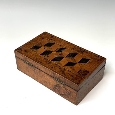 Lot 483 - A Victorian burr walnut rectangular box, the...