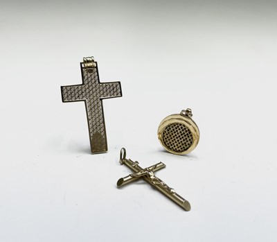 Lot 12 - A 9ct gold cross a 9ct gold crucifix and a...