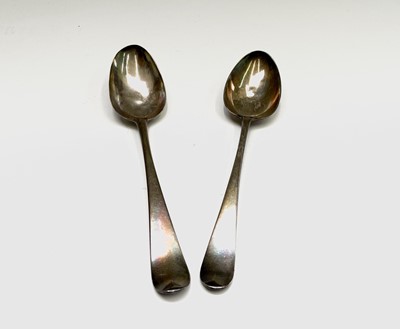 Lot 351 - Two George III silver tablespoons marks worn,...