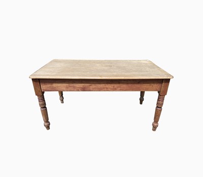 Lot 517 - A Victorian pine kitchen table, with an end...