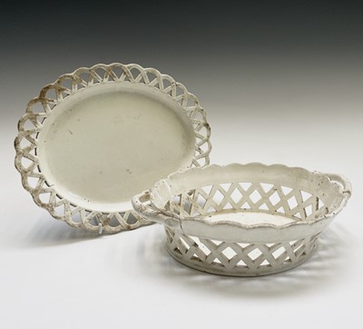 Lot 533 - A 19th century Leeds creamware basket and...