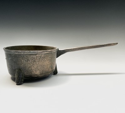 Lot 536 - An 18th century bronze skillet, the handle...