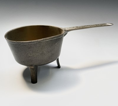 Lot 537 - An 18th century bronze skillet, the handle...