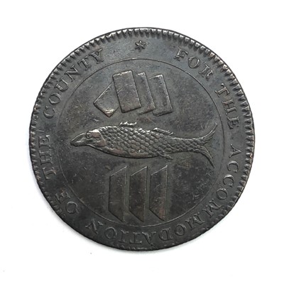 Lot 2679 - A Cornish fish, tin and copper token, 1811.