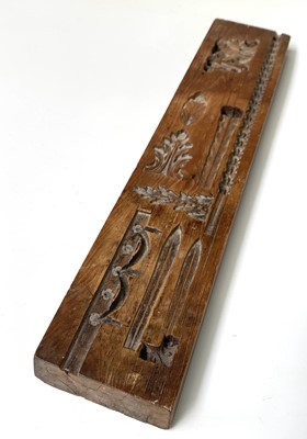 Lot 553 - A 19th century treen gingerbread mould, 33.5 x...