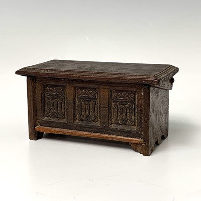 Lot 563 - A miniature carved oak coffer, early 20th...