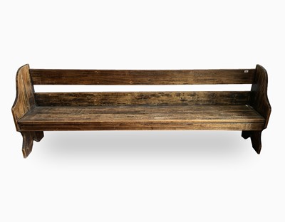 Lot 566 - A beech hall bench, circa 1900, height 82cm,...