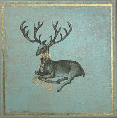 Lot 171 - Maggie O'BRIEN Emperor Stag Oil and gold leaf...
