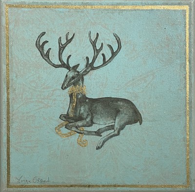 Lot 171 - Maggie O'BRIEN Emperor Stag Oil and gold leaf...