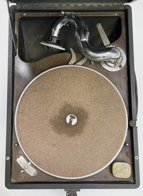 Lot 198 - An HMV portable gramophone, in black case,...