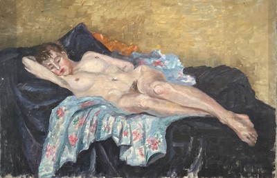 Lot 12 - Garlick BARNES (1891-1987) Reclining Nude Oil...