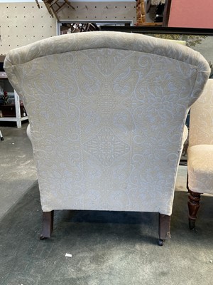 Lot 3031 - An Edwardian upholstered armchair on turned...