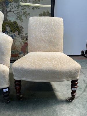 Lot 3031 - An Edwardian upholstered armchair on turned...