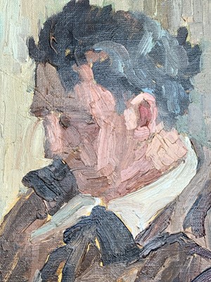 Lot 18 - Garlick BARNES (1891-1987) Man Reading Oil on...