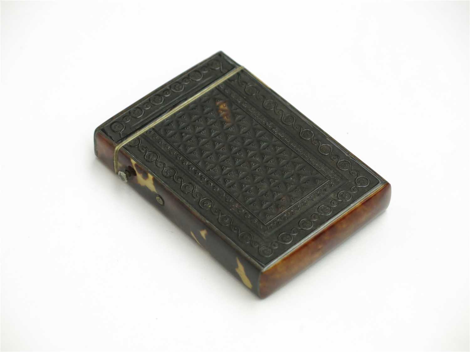 Lot 2430 - A small Georgian pressed tortoiseshell...