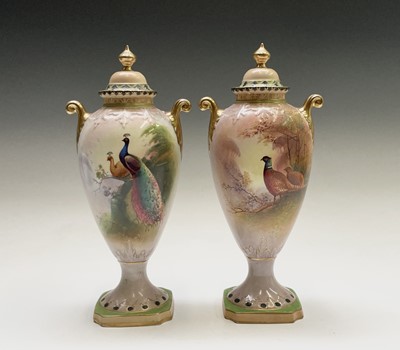 Lot 867 - A pair of Fielding & Co Crown Devon vases and...