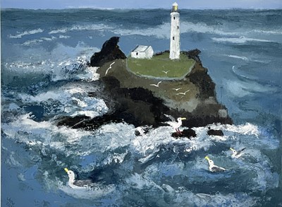 Lot 240 - June LAUNDER (20th Century) Godrevy Lighthouse...