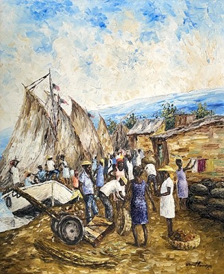 Lot 1139 - Ernst LOUIZOR (1938-2011) Haitian Village...