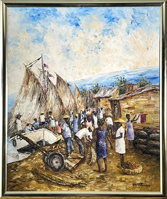 Lot 1139 - Ernst LOUIZOR (1938-2011) Haitian Village...